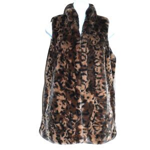 Rachel Zoe Faux Fur Leopard Vest Women’s Size Small Brown Black Sleeveless Coat